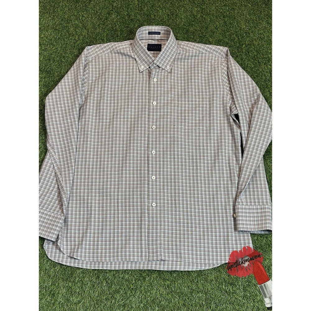 Calder Caramel Button Up Shirt Mens Large L Cotton Plaid Limited Edition‎ 1/35